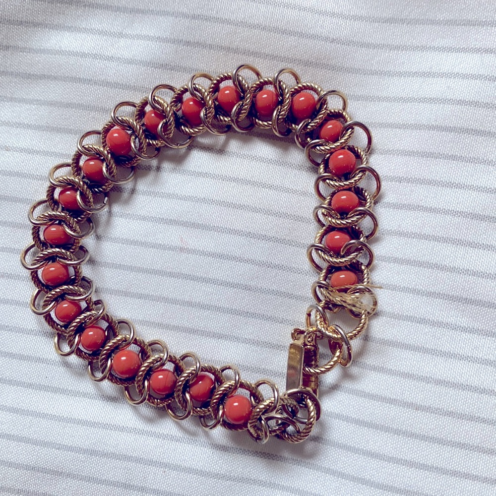 Orange and gold handmade bracelet